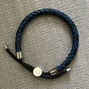 Coach Blue and Black Braided Leather Bracelet